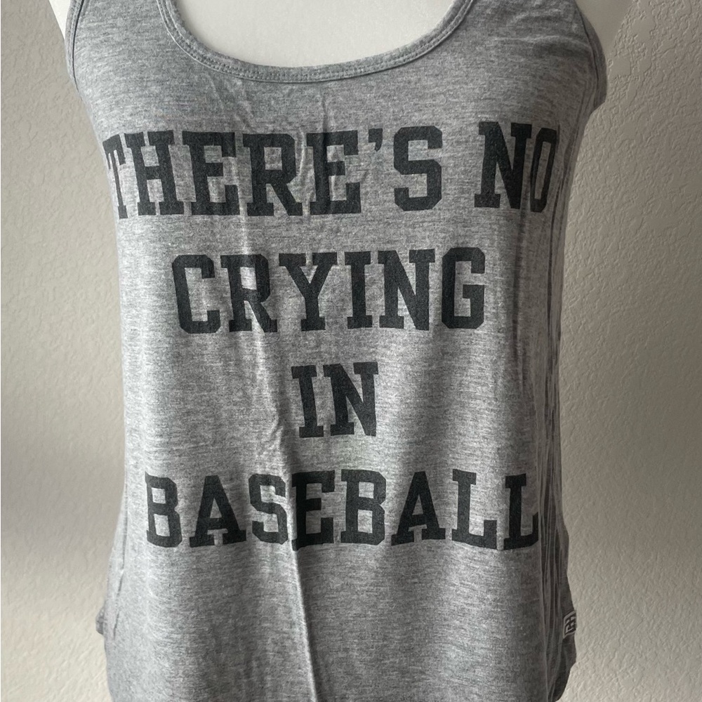 Gray Tank Top with Baseball Print